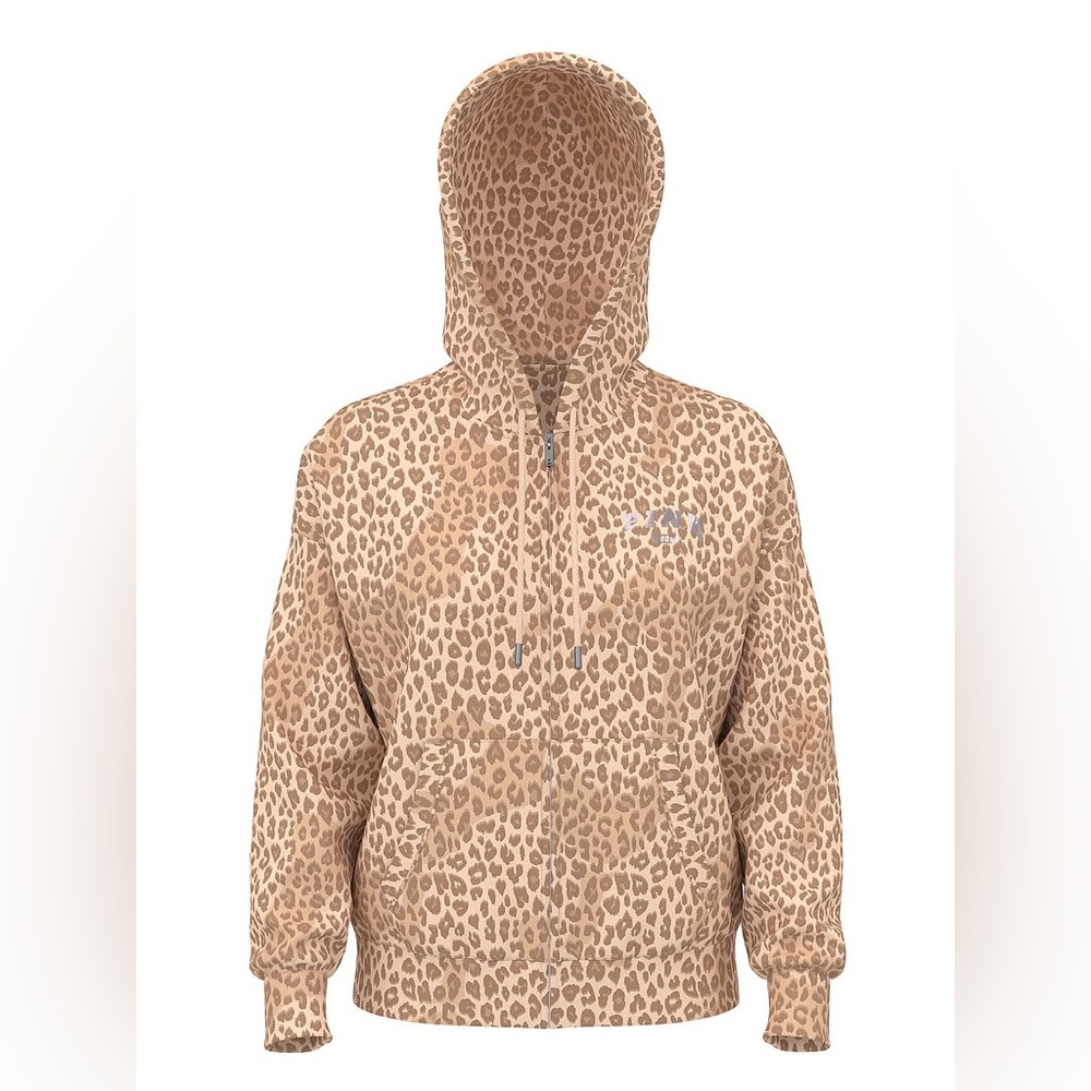 PINK IVY FLEECE ZIP UP HOODIE (leopard)